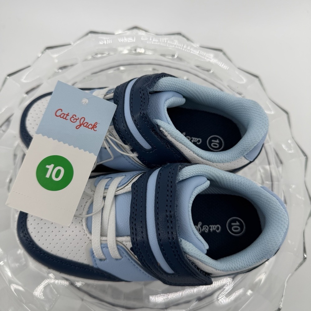 Cat & Jack Hudson Toddler Boys Blue White Hook Loop Sneakers Shoes Size 10 NEW - Picture 6 of 8